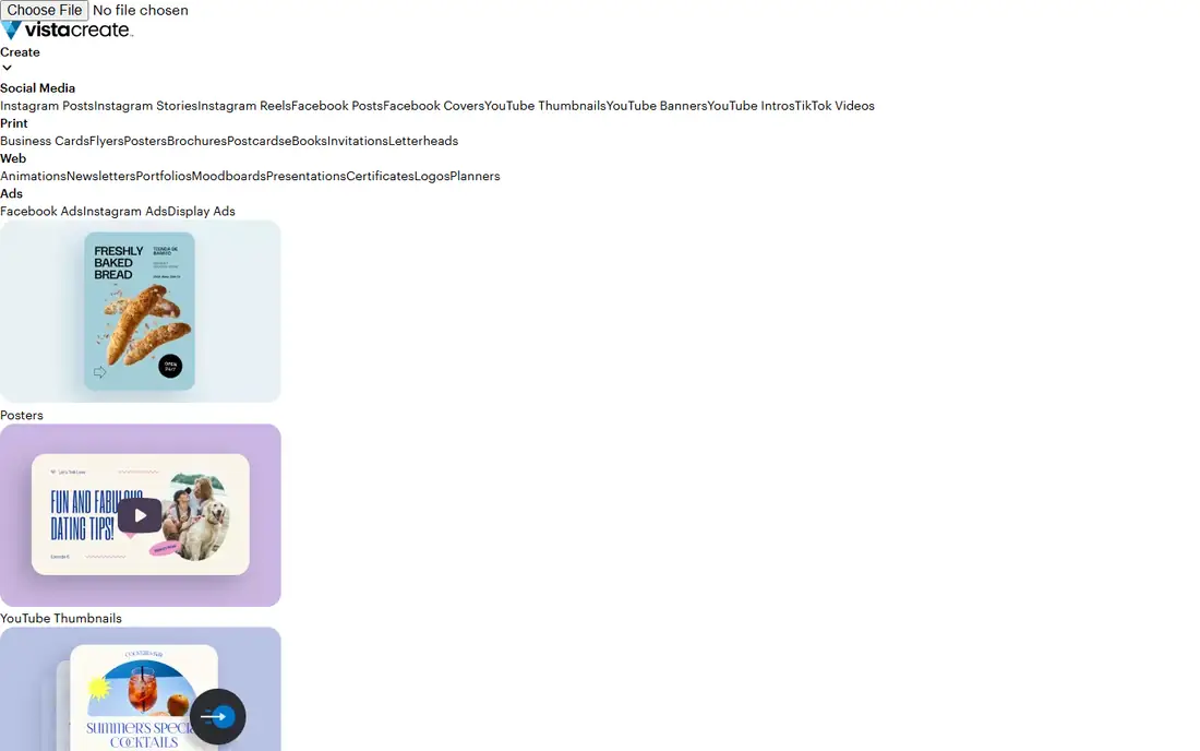 VistaCreate homepage