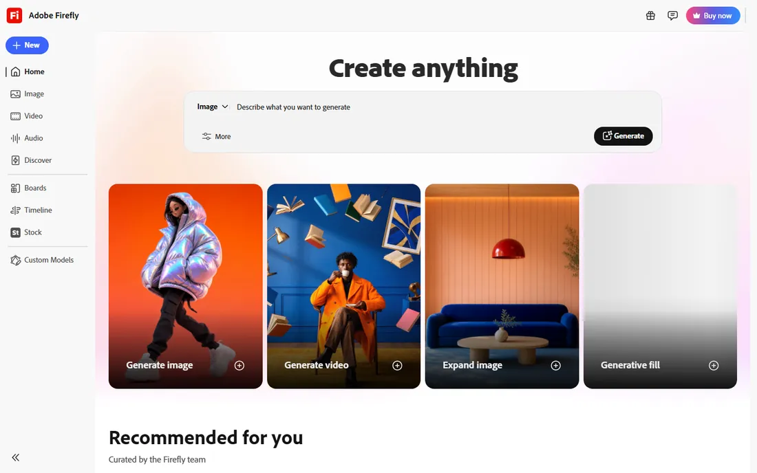 Adobe Firefly homepage