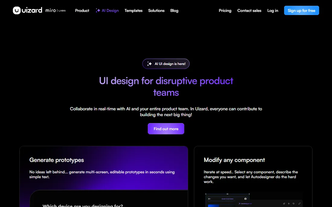 Uizard homepage