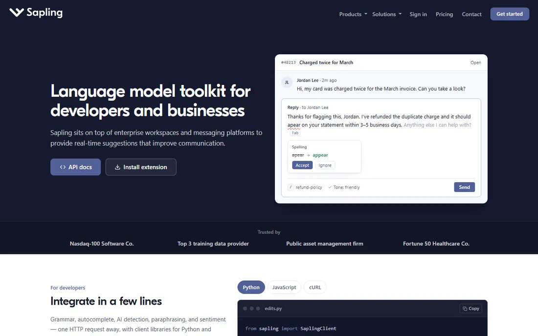 Sapling homepage
