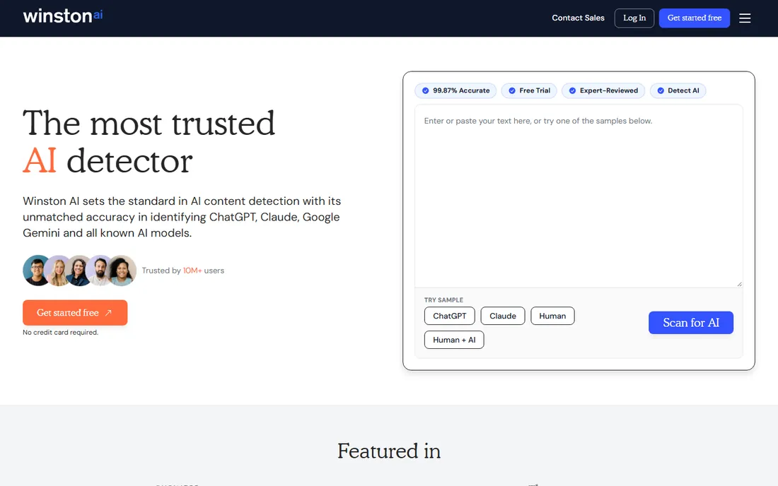 Winston AI homepage