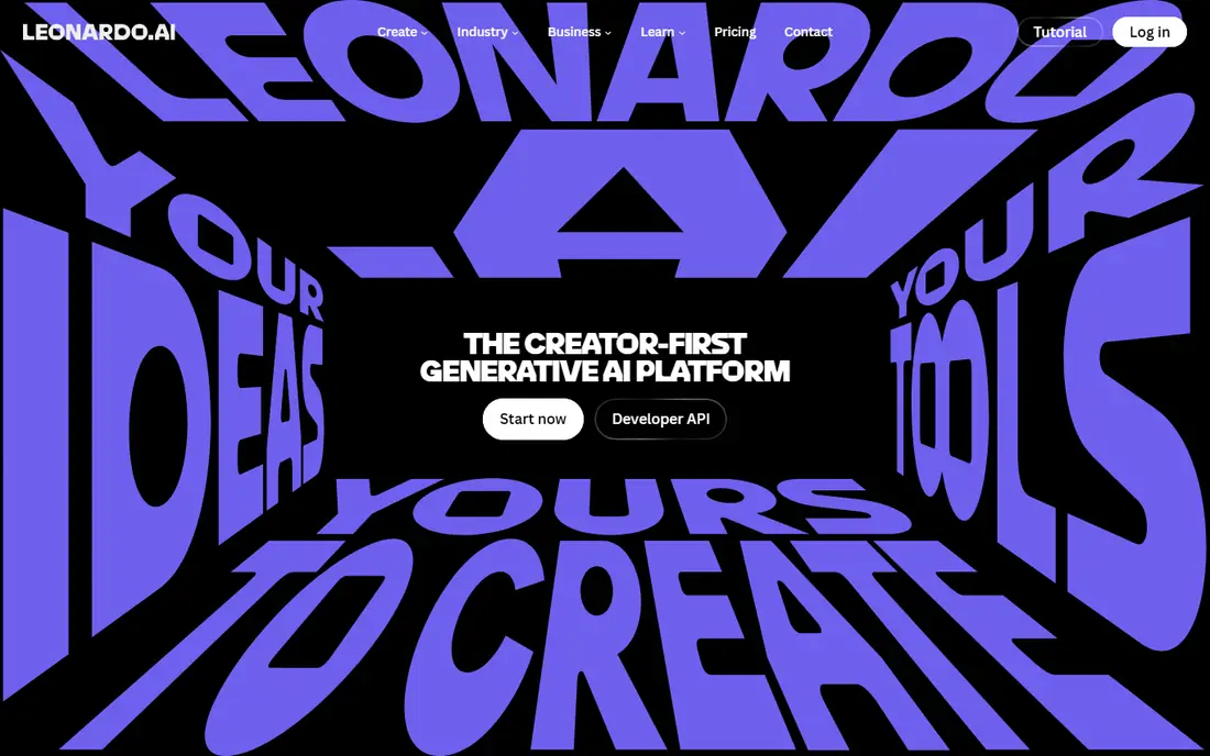 Leonardo AI homepage