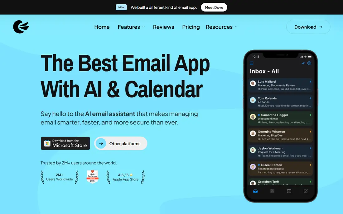 Canary Mail homepage
