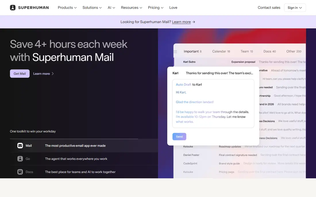 Superhuman homepage