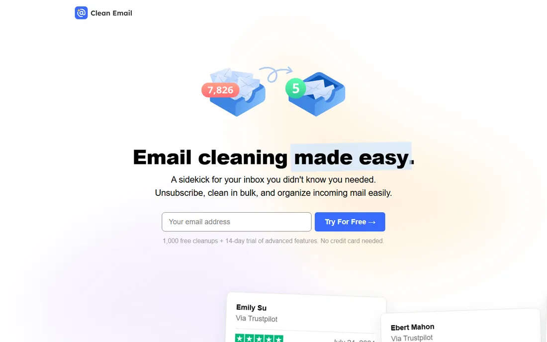 Clean Email homepage
