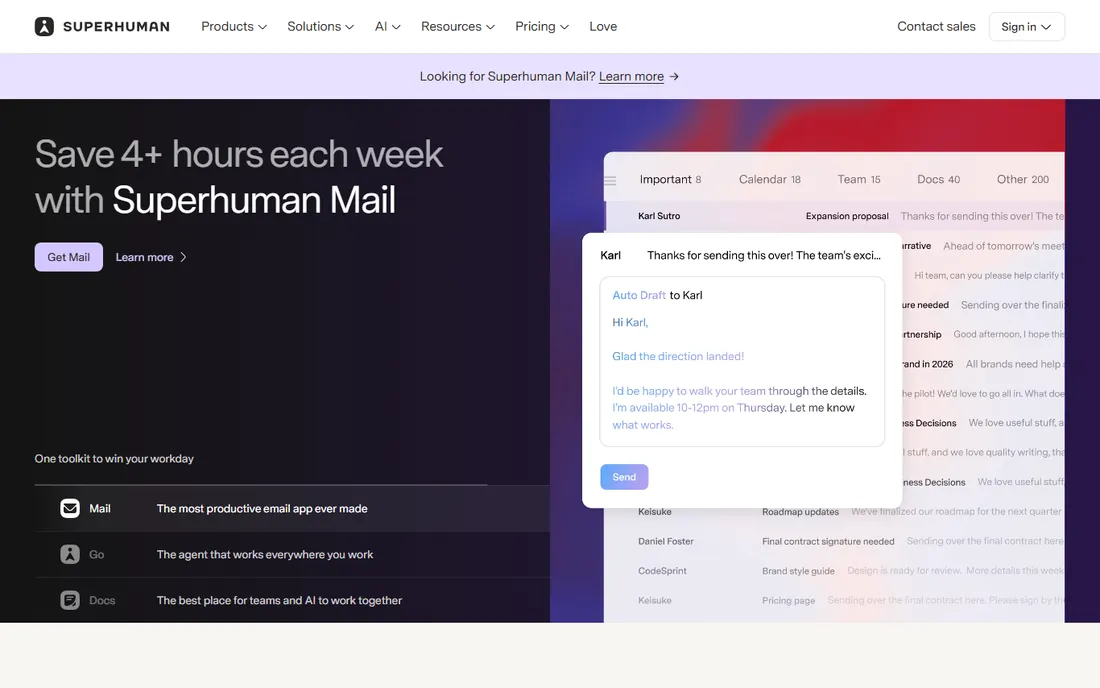Superhuman homepage