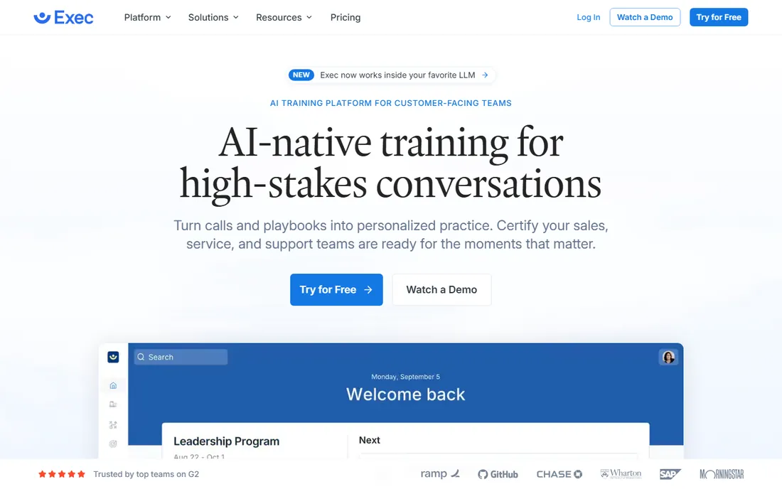 Exec homepage