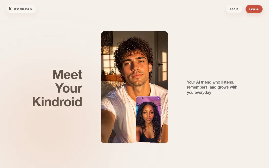 Kindroid homepage