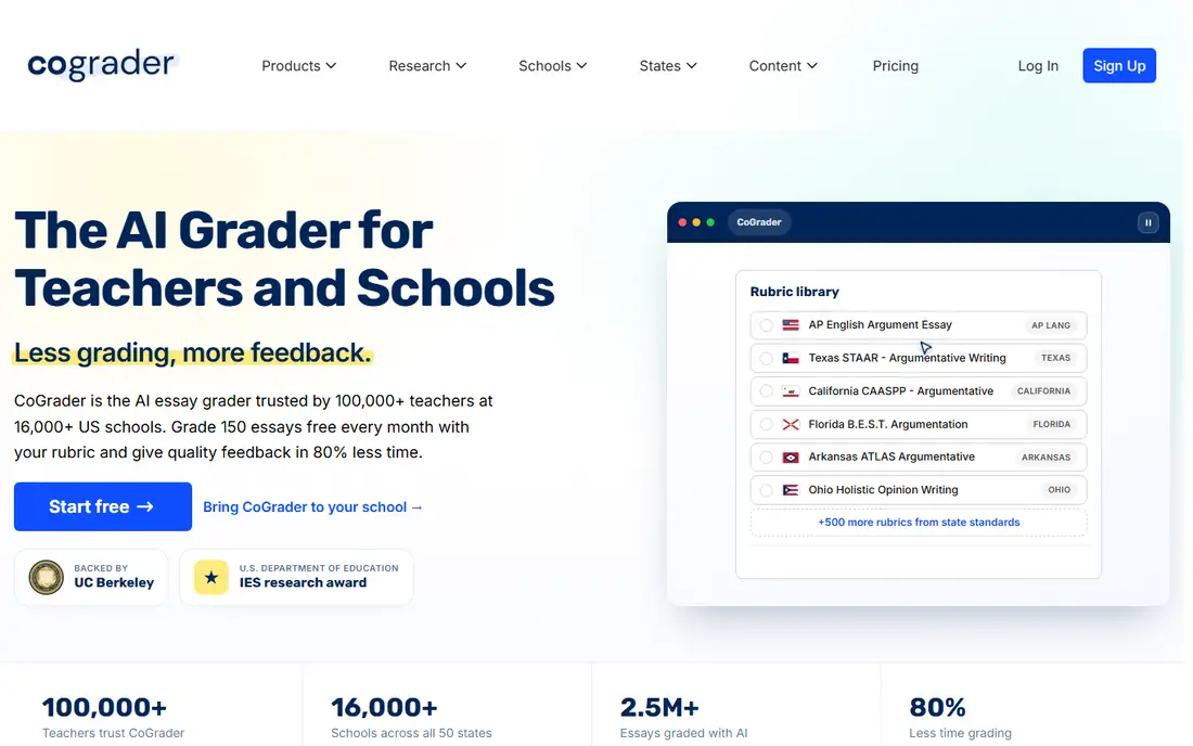CoGrader homepage