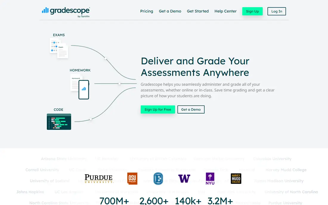 Gradescope homepage