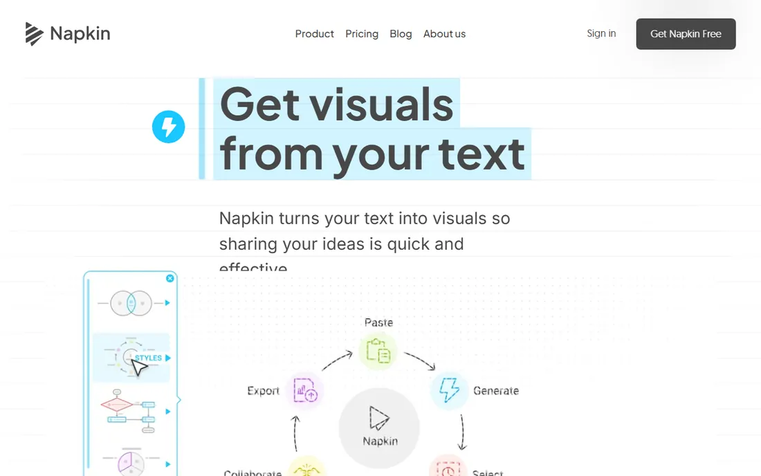 Napkin AI homepage