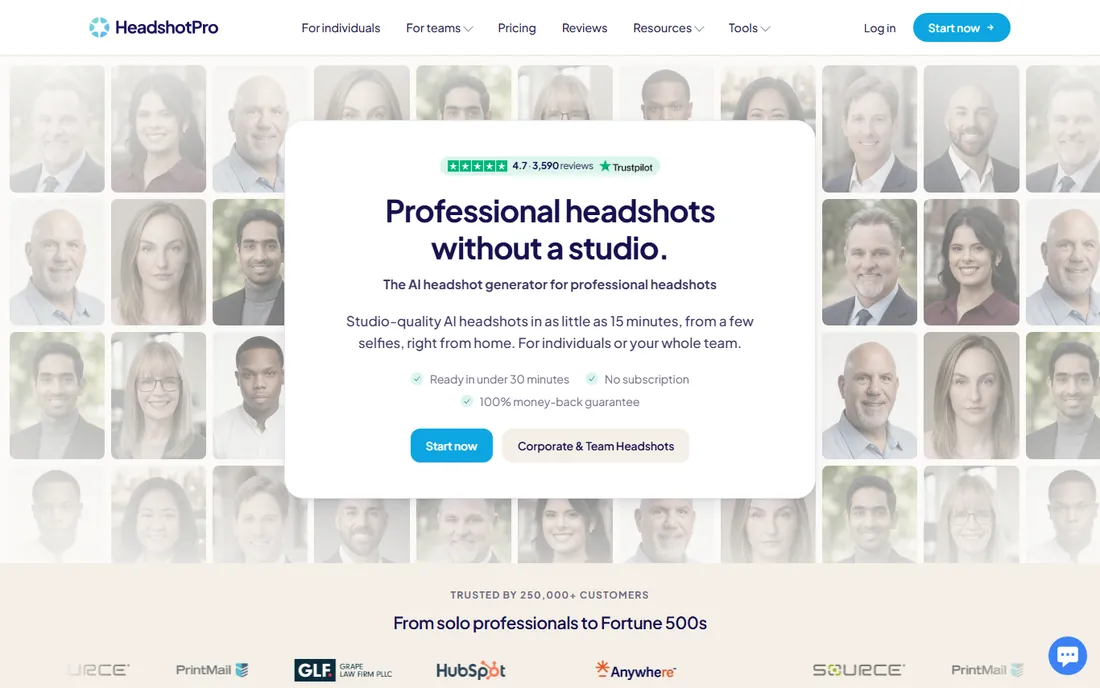 HeadshotPro homepage