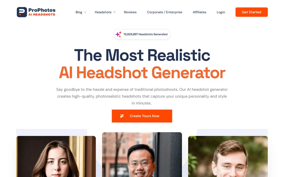 ProPhotos AI homepage