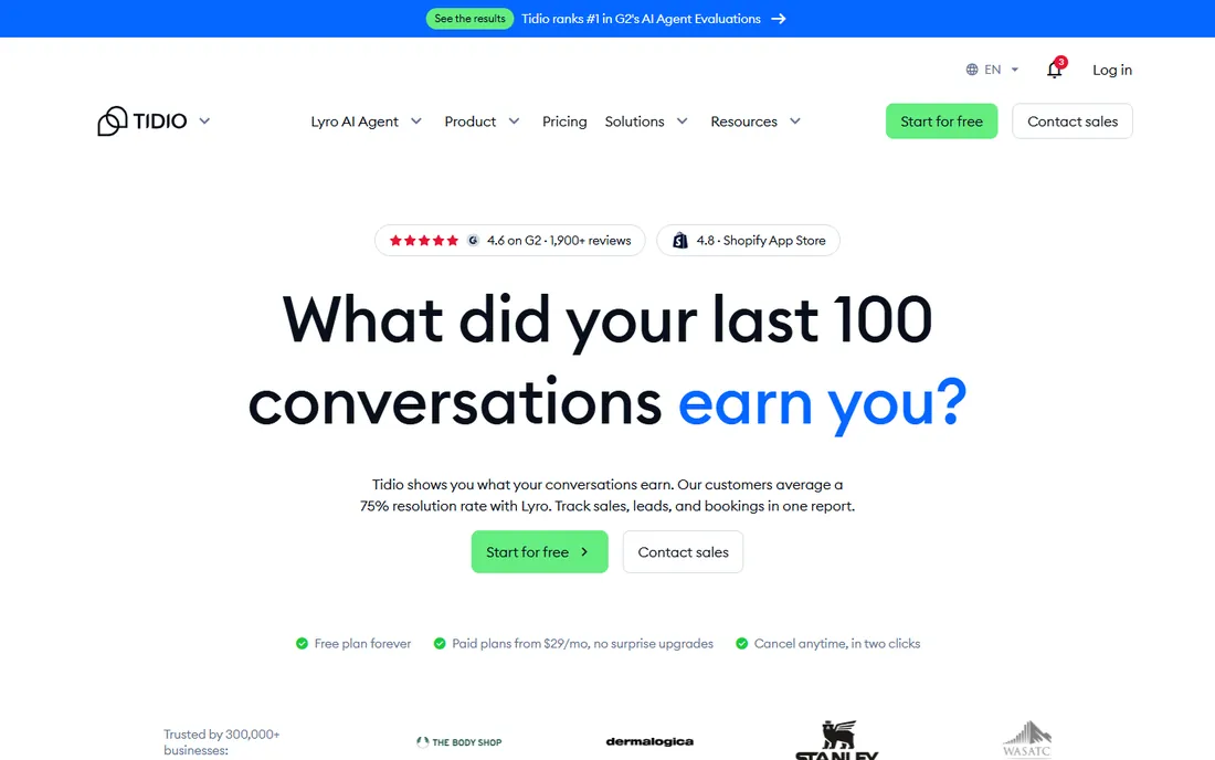 Tidio homepage