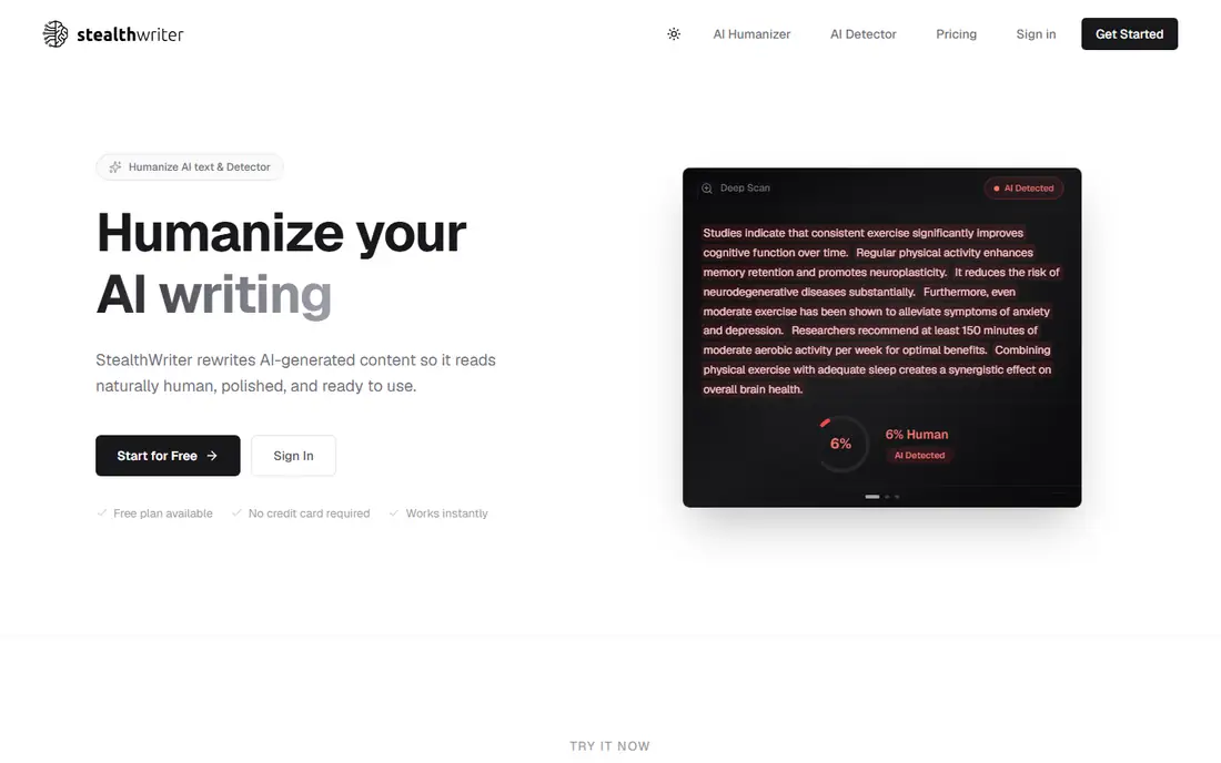 StealthWriter homepage