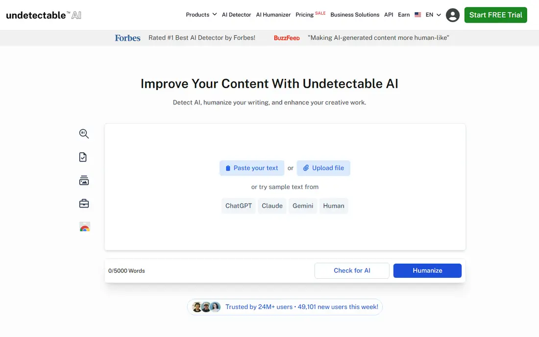 Undetectable AI homepage