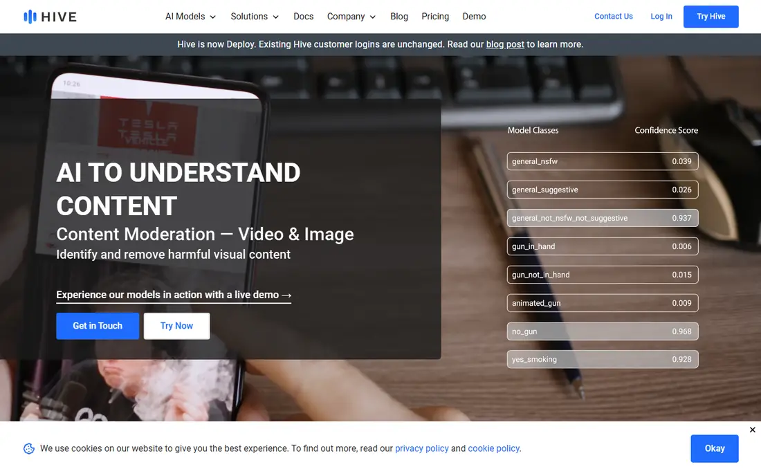 Hive Moderation homepage