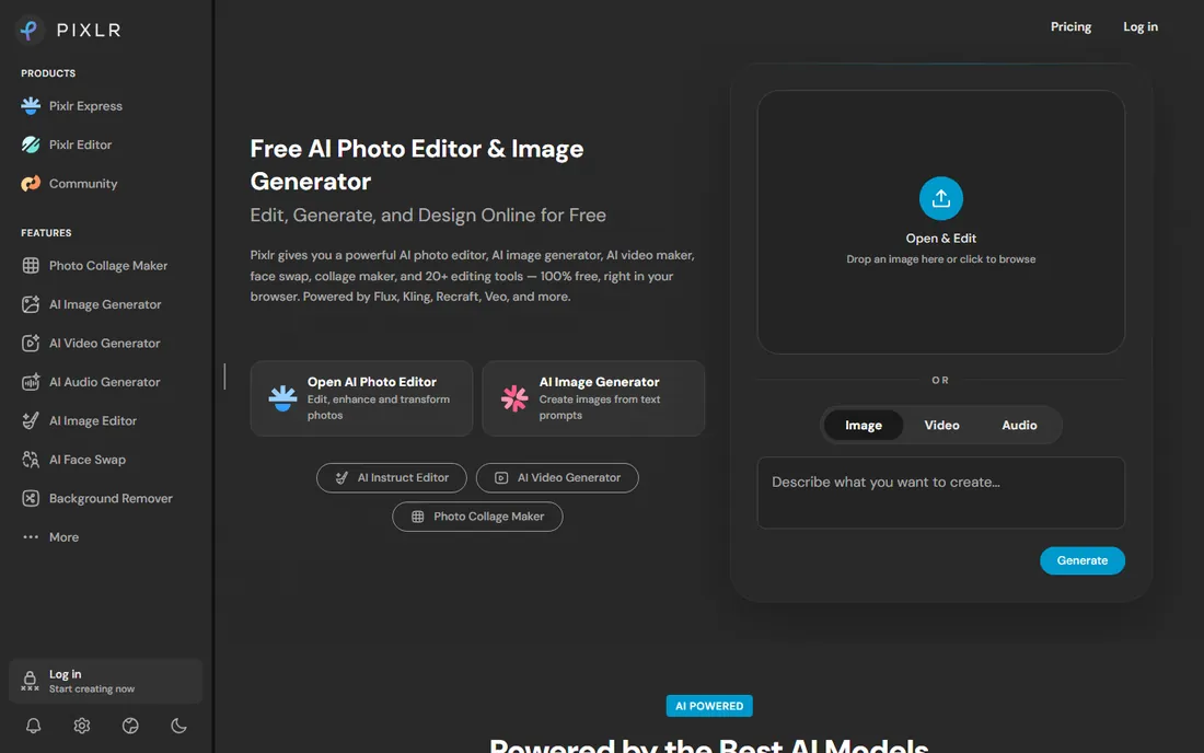 Pixlr homepage