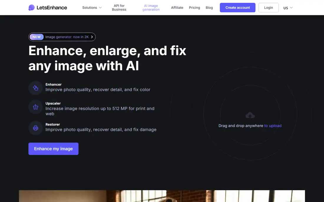 Let's Enhance homepage