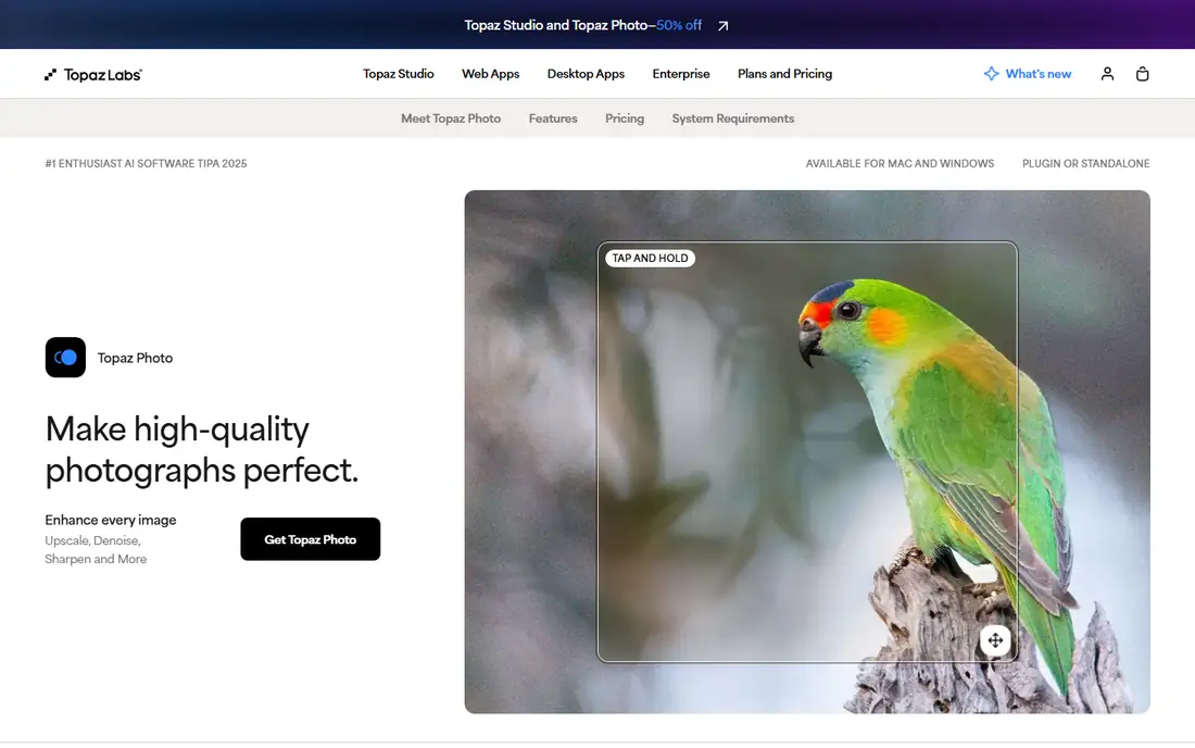 Topaz Photo AI homepage