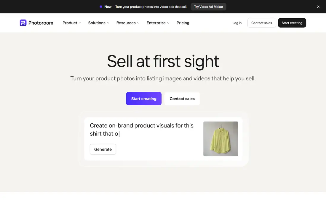 Photoroom homepage