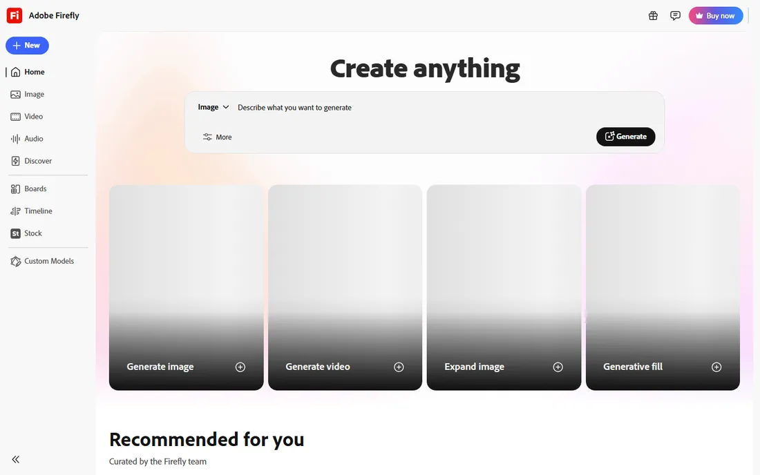 Adobe Firefly homepage