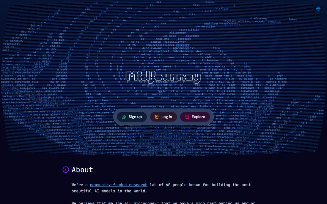 Midjourney homepage