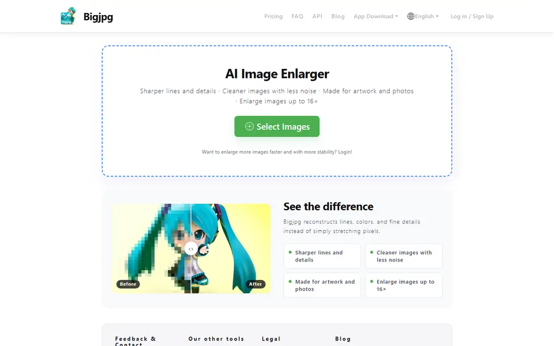 Bigjpg homepage