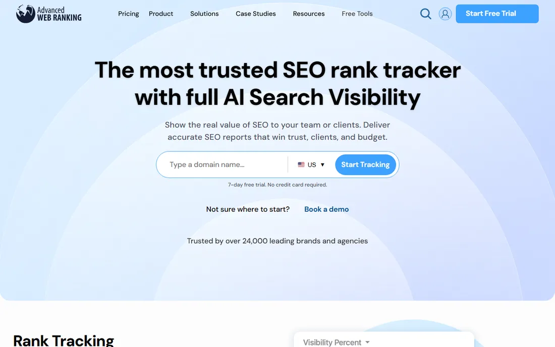Advanced Web Ranking homepage