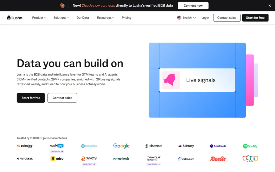 Lusha homepage