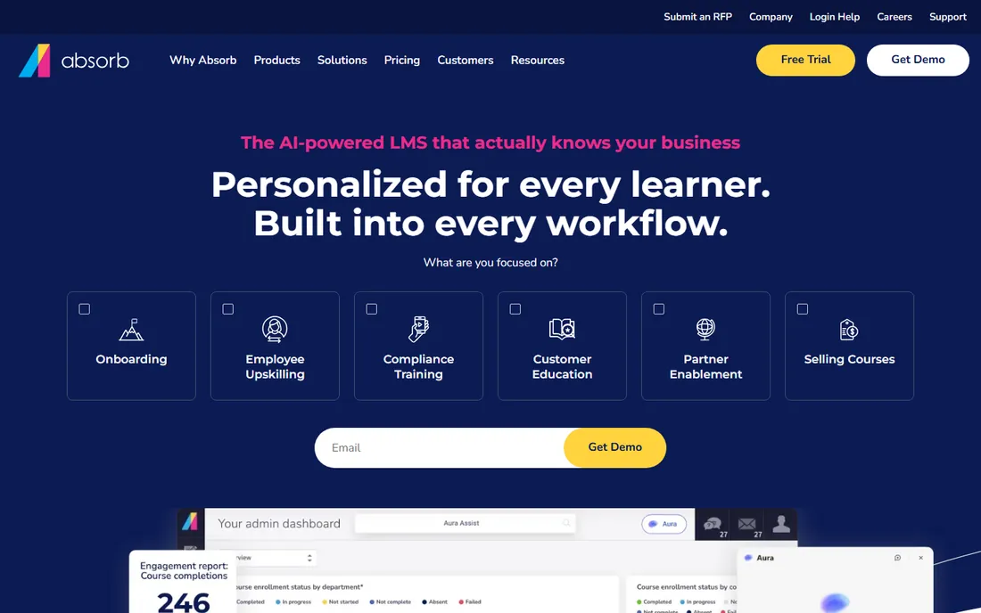 Absorb LMS homepage