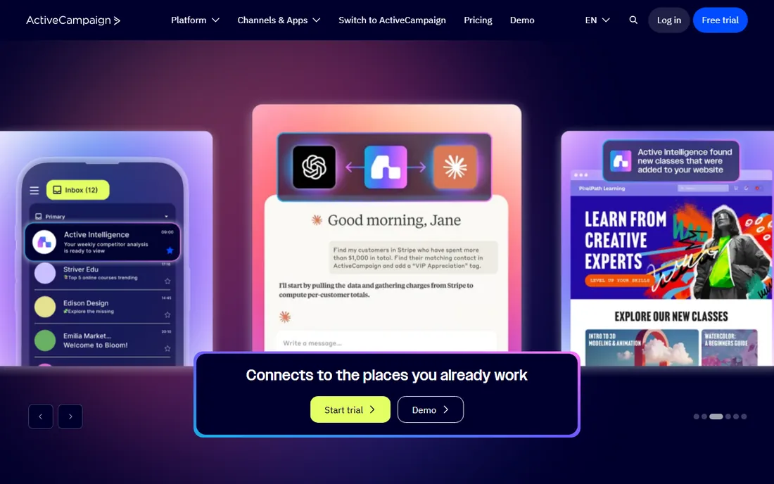 ActiveCampaign homepage