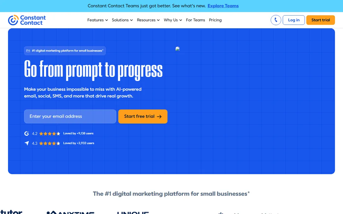 Constant Contact homepage