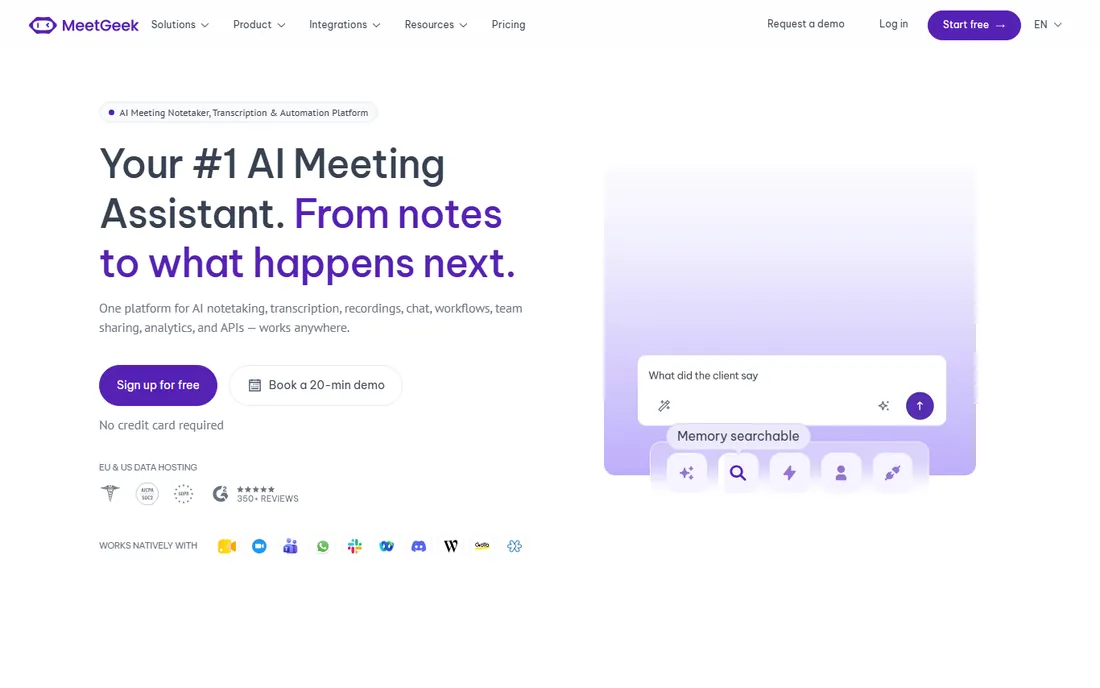 MeetGeek homepage