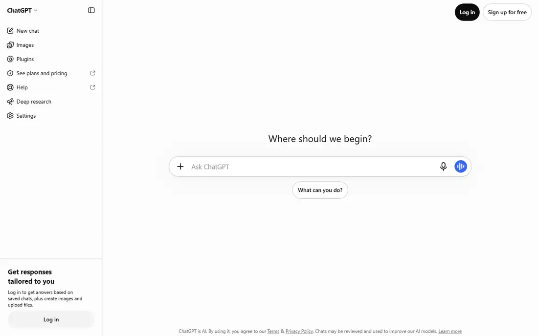 ChatGPT homepage