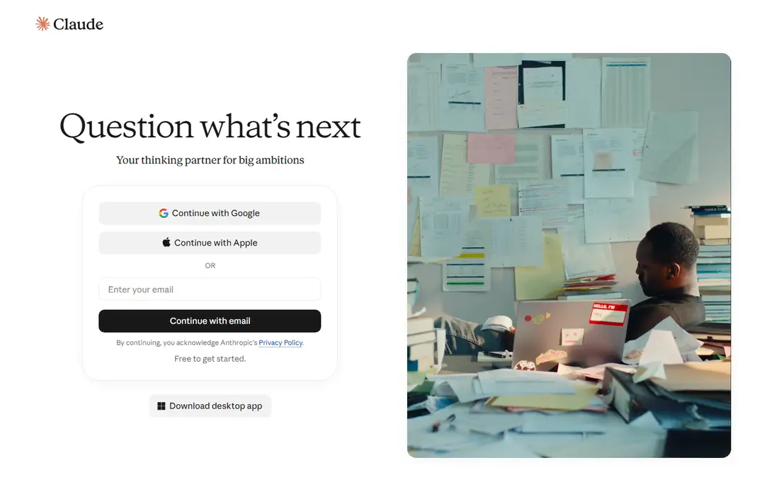 Claude homepage