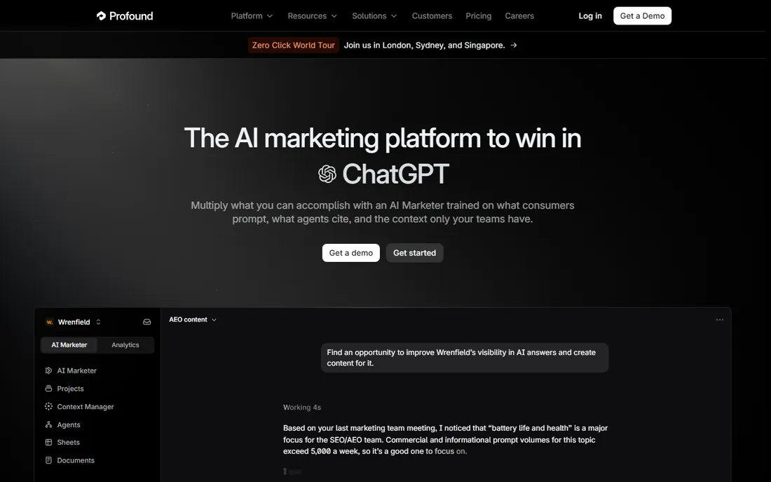 Profound homepage