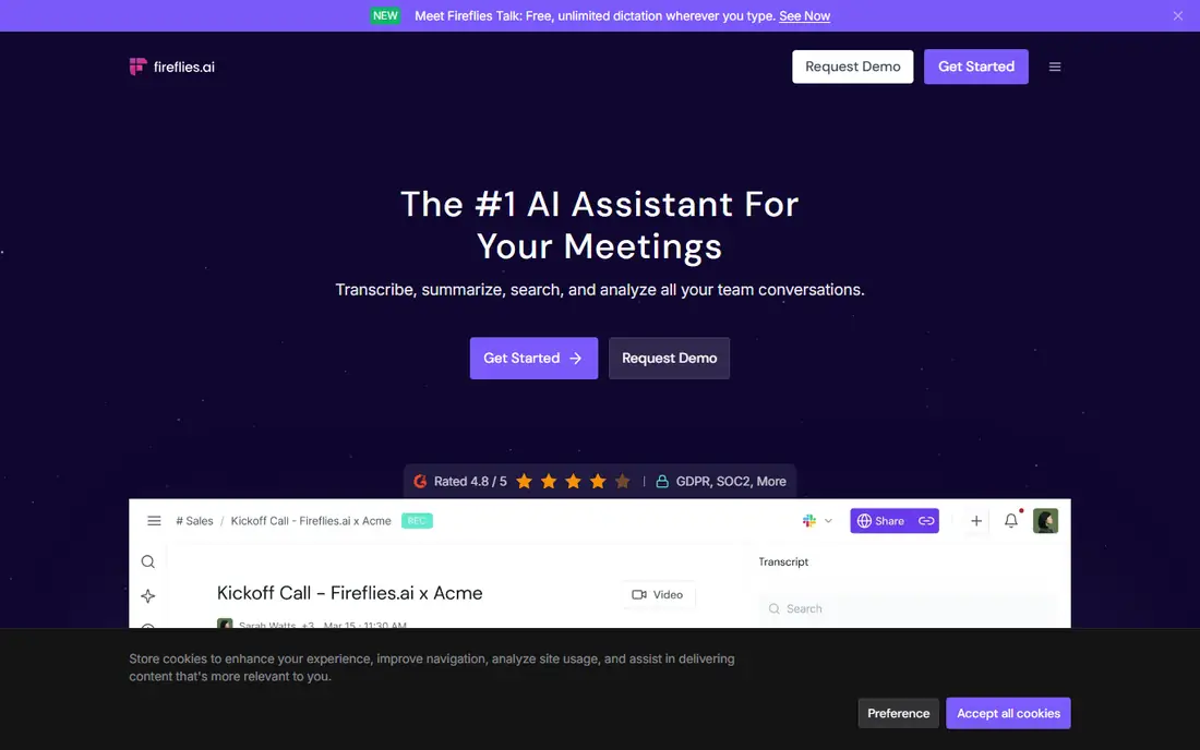 Fireflies.ai homepage