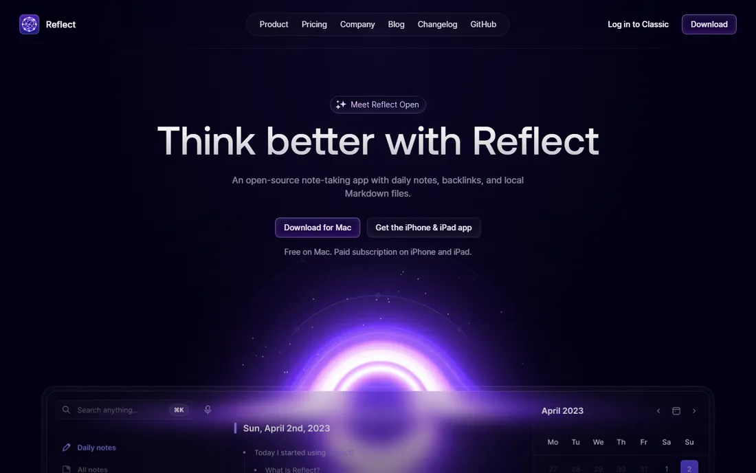 Reflect homepage