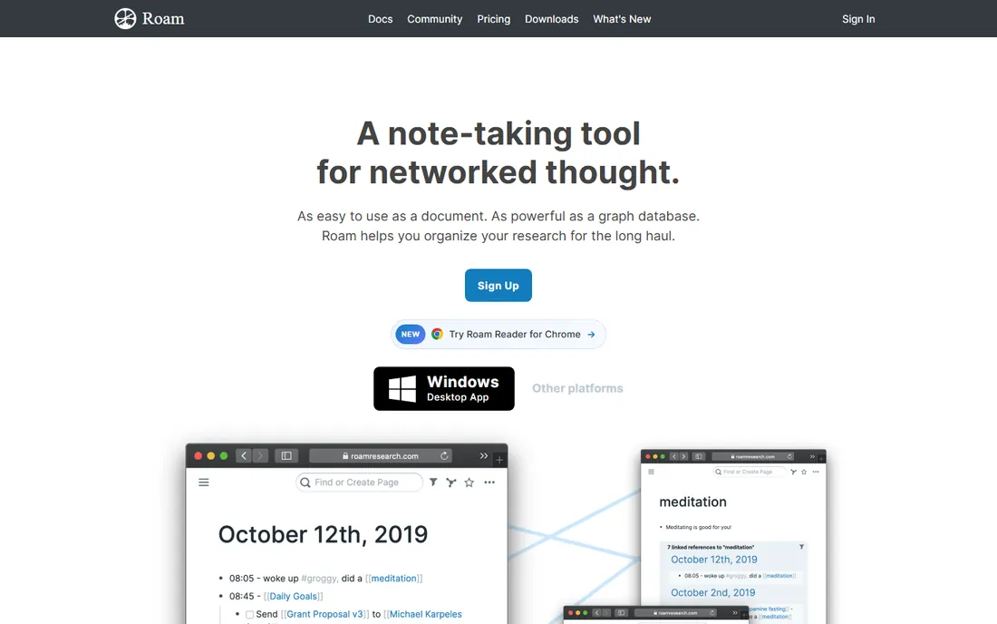 Roam Research homepage