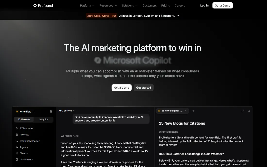 Profound homepage