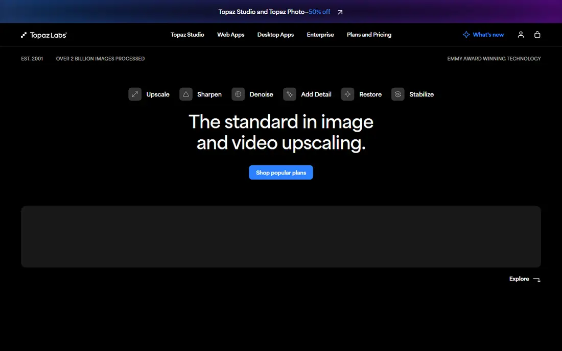 Topaz Photo AI homepage