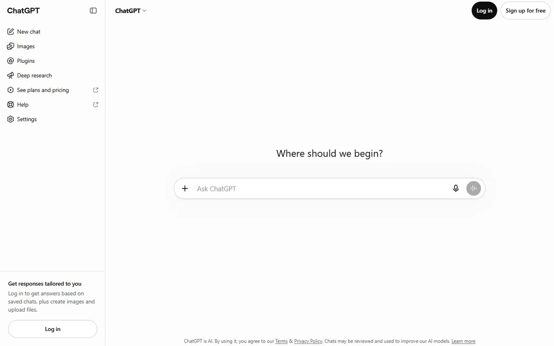 ChatGPT homepage