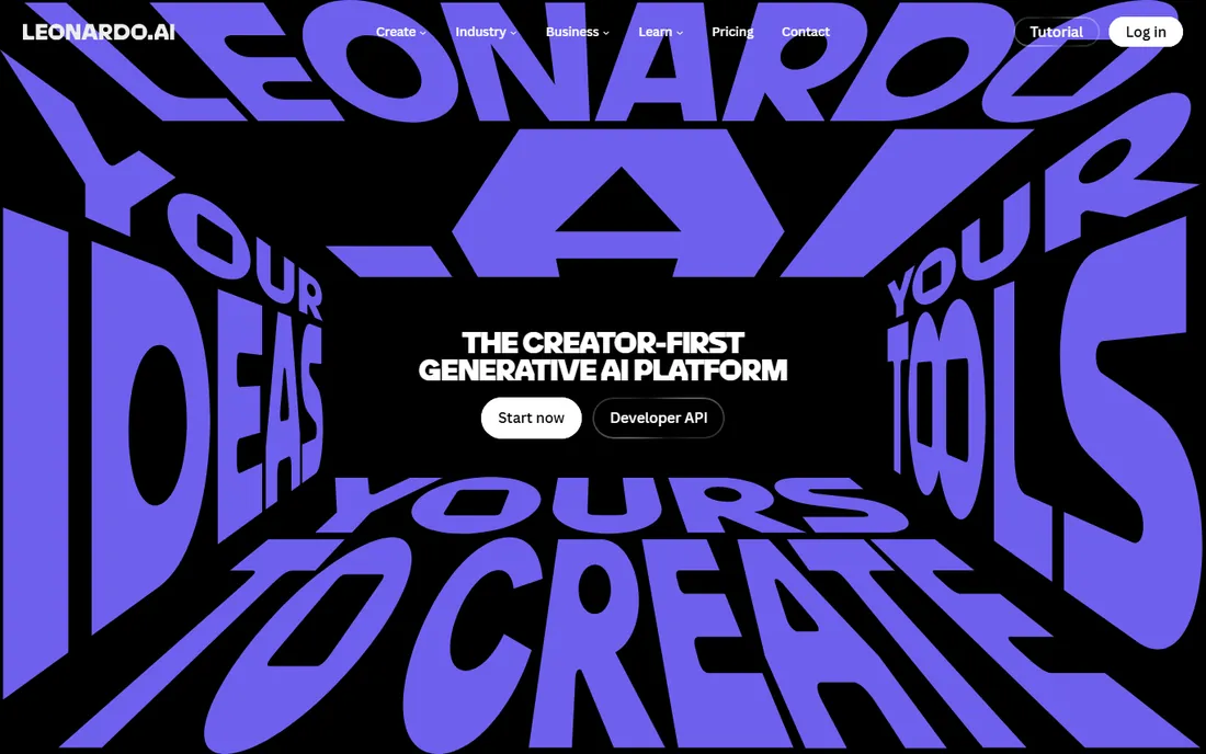 Leonardo AI homepage