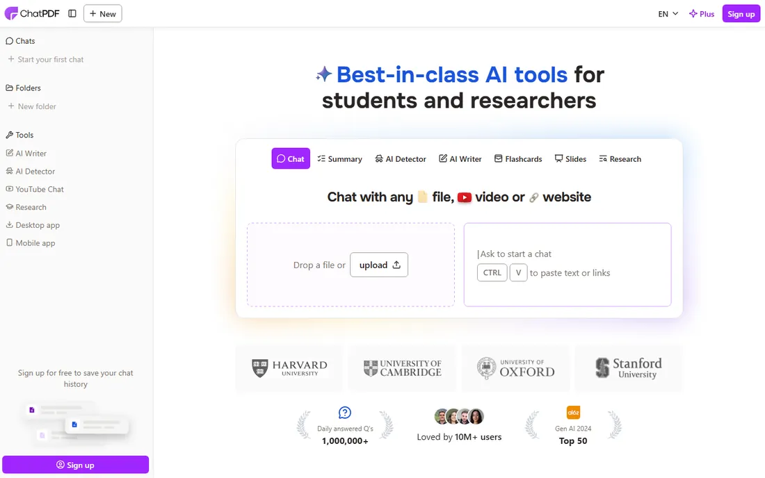 ChatPDF homepage