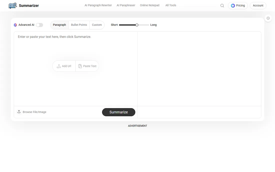 Summarizer.org homepage