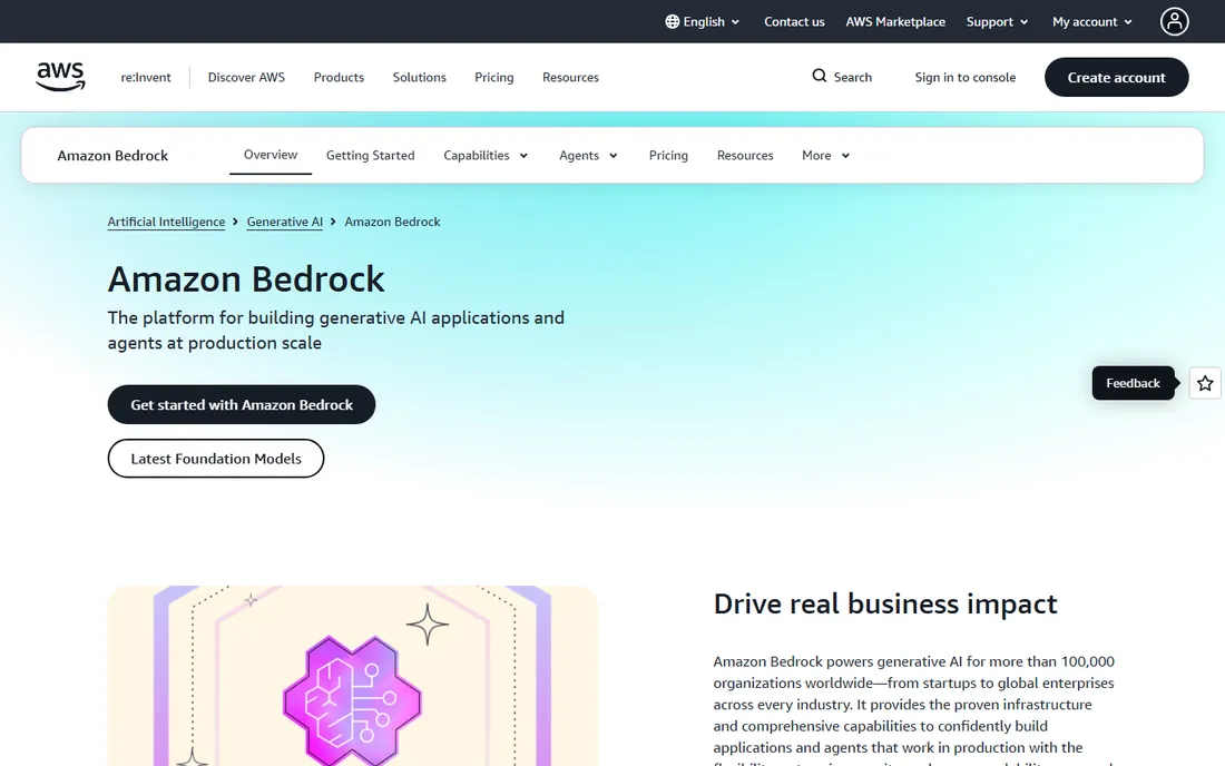 AWS Bedrock homepage