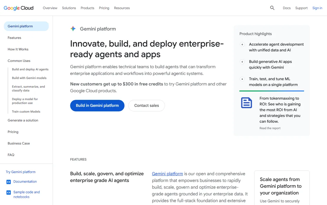 Google Cloud Vertex AI homepage
