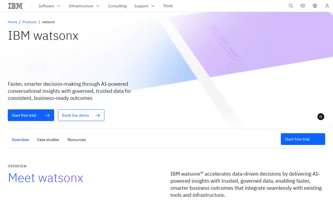 IBM watsonx homepage