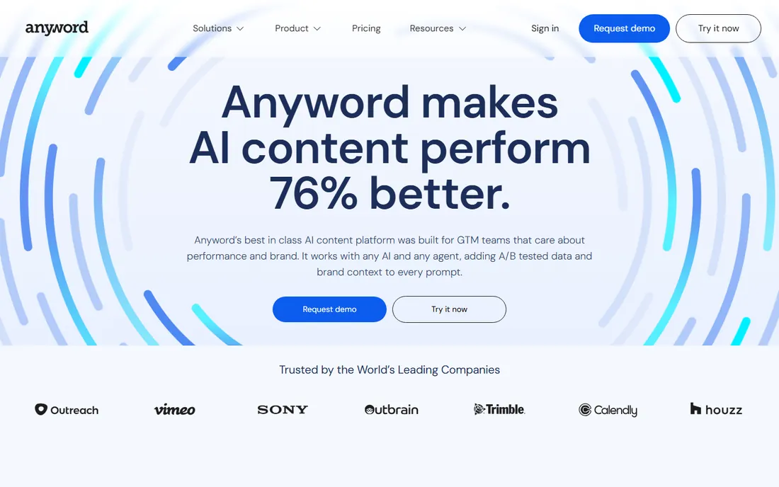Anyword homepage